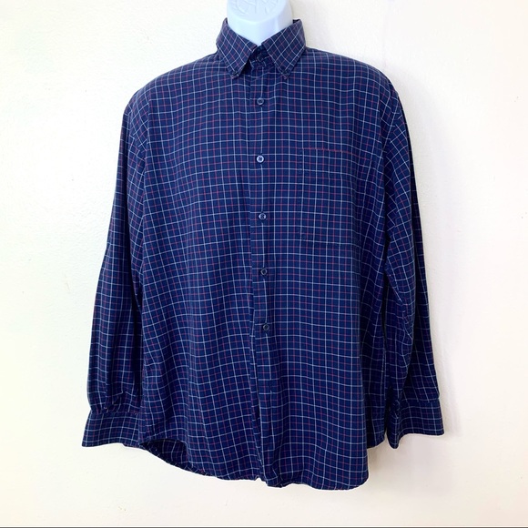 T Harris London Men’s Shirt Plaid buttons Sz L - Picture 1 of 8